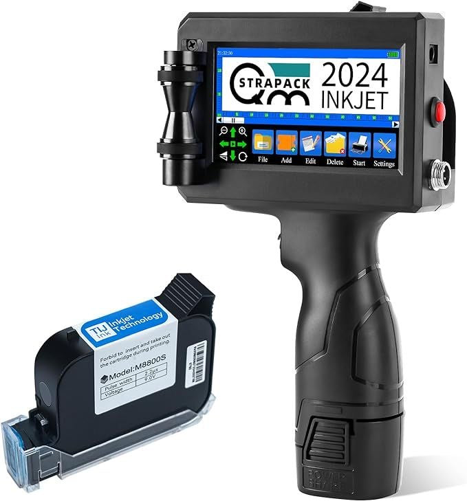 12.7 Label Printer Handheld Inkjet Printer QR Bar Batch Code Date Number Logo Expiry Date Coding Portable Machine Permanent Save - Syront Store
